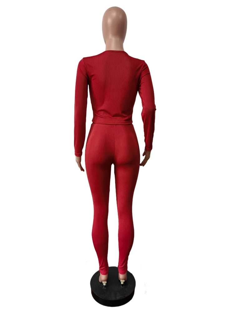 Elastic Yoga Outfits Lounge Sets for Women Autumn 2 Piece Set Ladies Activewear Basic Ribbed Long Sleeve Casual Jogging Suit