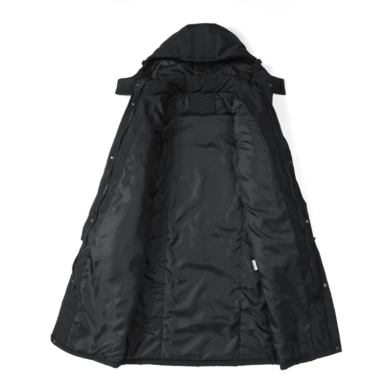 Winter Jacket 3 1-in -1 Removable 2-piece Set Mens Retro Long Warm Padded Jacket Snow Waterproof Thick Hooded Windbreaker Parkas
