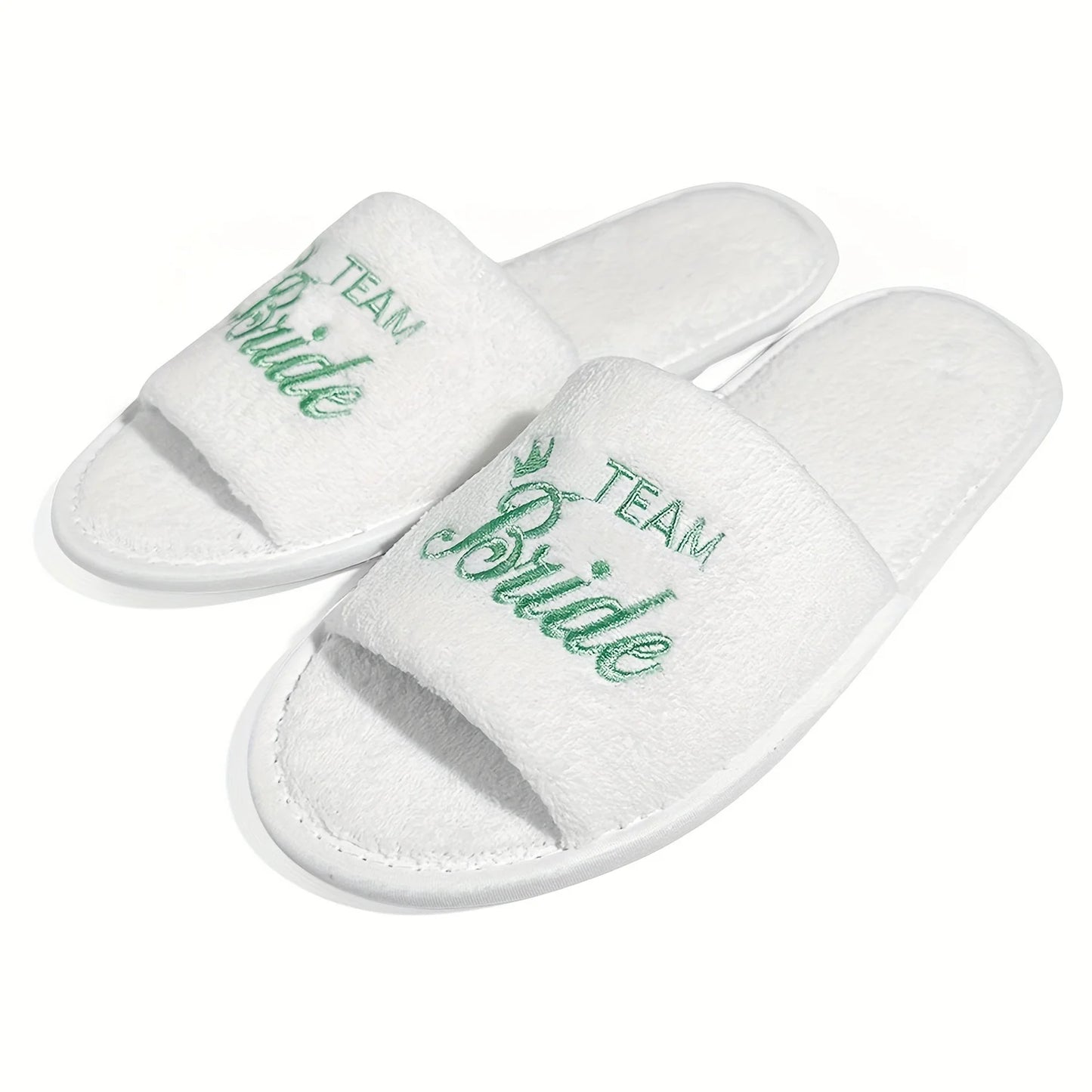 Bridal Party Slippers Set, With Embroidery, Lightweight Cozy Soft Sole Flats, for Brides, Bridesmaids, Guests & Bachelorettes