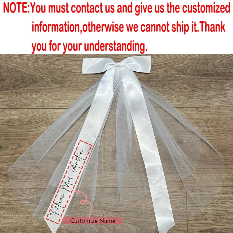 Personalised Bridal Bow Veil Custom Future Mrs Gift Wedding Bachelorette Party Bridal Shower Decoration Accessories Bride To Be