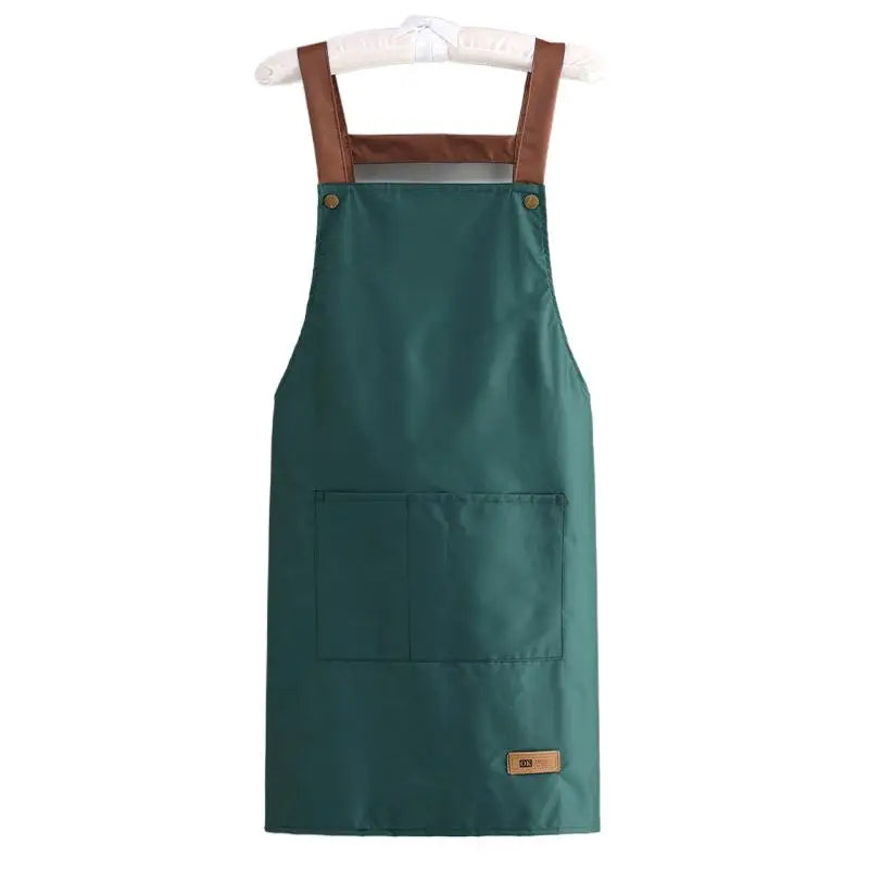Kitchen Apron Rivet Strap Leather Apron Multi-functional Stain-resistant Oil-proof Waterproof Cooking Solid Color Hotel Workwear