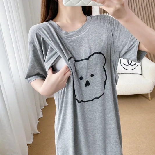 Nursing Dresses Pregnant Breastfeeding Dress For Women Summer Maternity Loose Casual Feeding Clothing