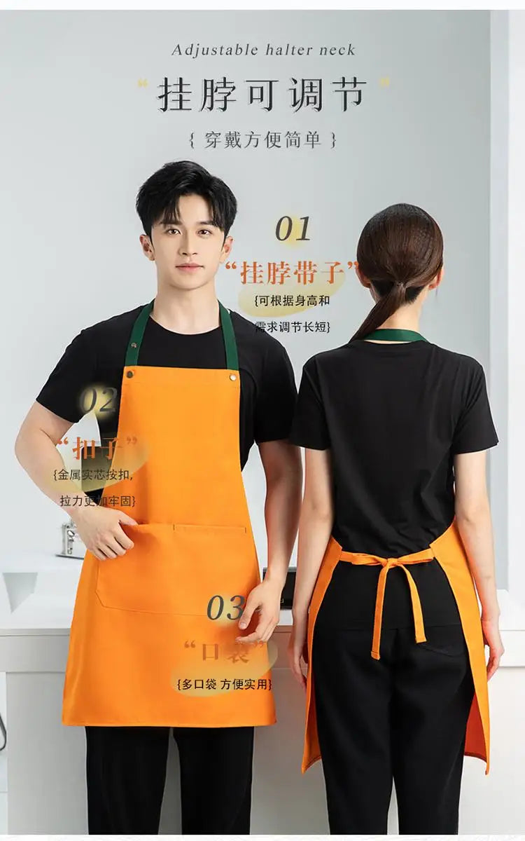 Kitchen Apron Custom Logo Polyester Plain Mandiles for Man Women Restaurant Bar Waiters Chefs Cleaning Bibs Nail Salon Aprons