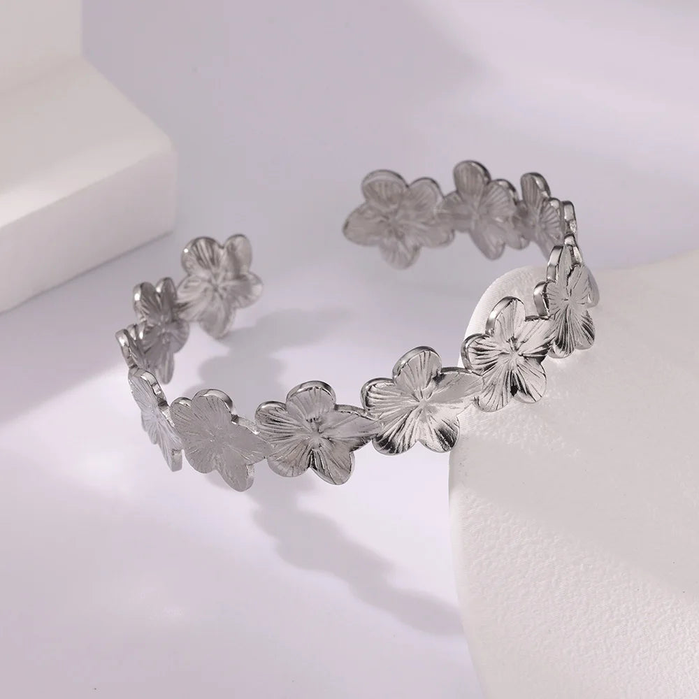 Bow Knot Bangles Bracelet For Women Stainless Steel Bangle Classic Simple Open Adjustable Wrist Jewelry Accessories pulseras BFF