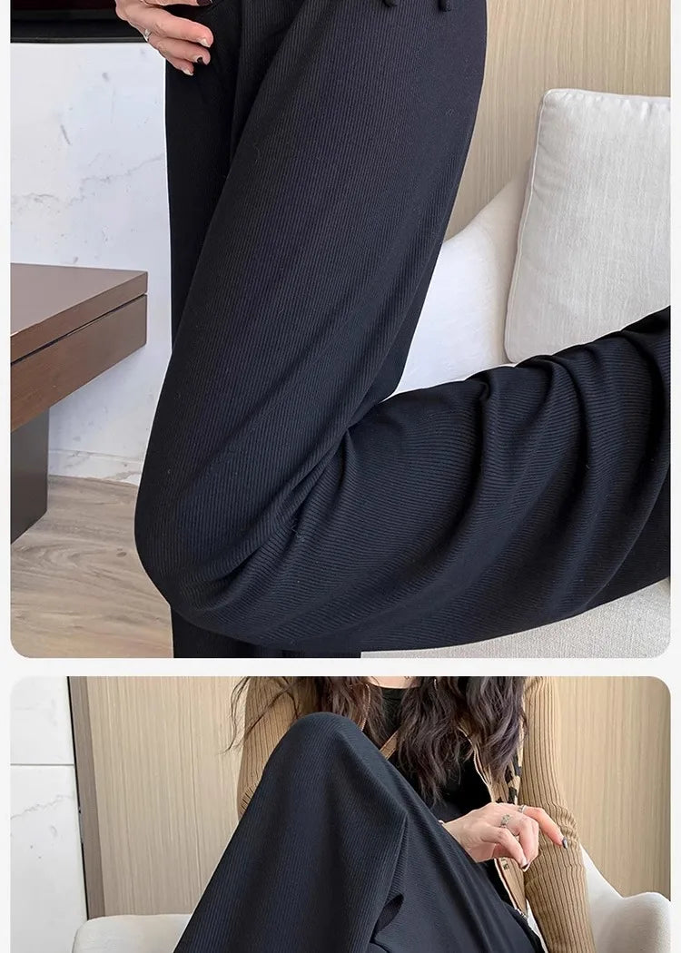 Maternity Trousers Spring and Autumn Outside Wear New Summer Petite Casual Drawstring Straight Wide Leg Trousers Maternity Wear