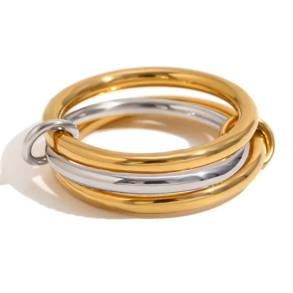 Stacking Rings Stainless Steel 3-layer Mixed Color Women's Ring New Waterproof Jewelry Party Birthday Gift