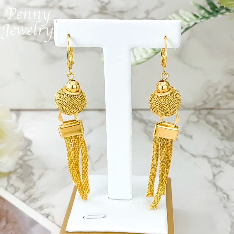 Daily Wear Exquisite Jewelry Set for Women Necklace Earrings Bracelet Dubai Gold Plated Jewellery for Banquet Party Wedding Gift