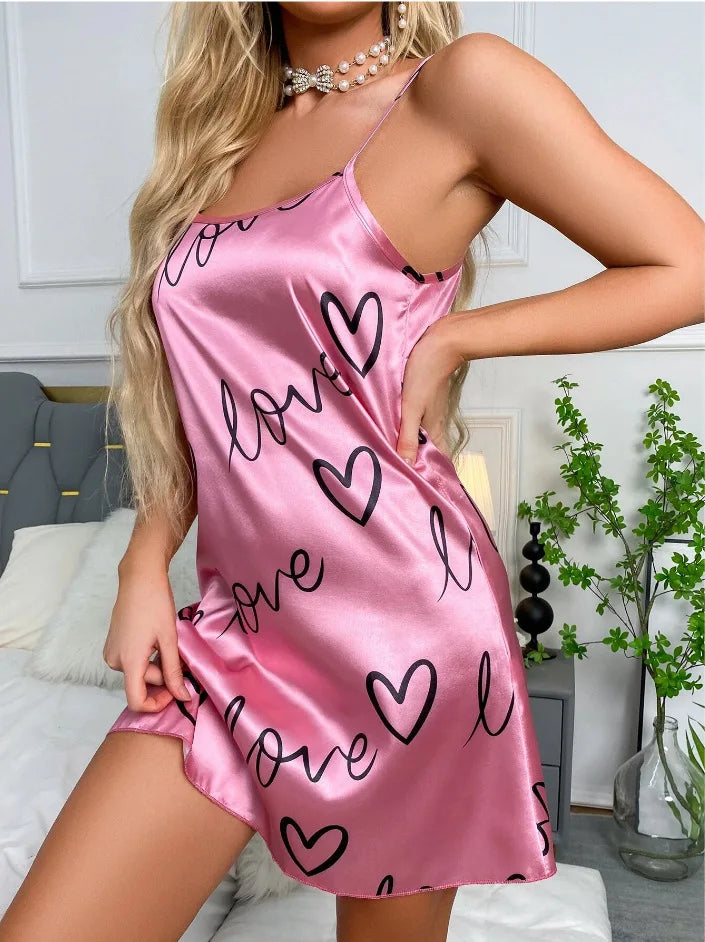 Women Sexy Sleeveless Nightdress Satin Chemise Lingerie Sleepwear Night Dress Cami Slip Dress Nightwear Nightgowns