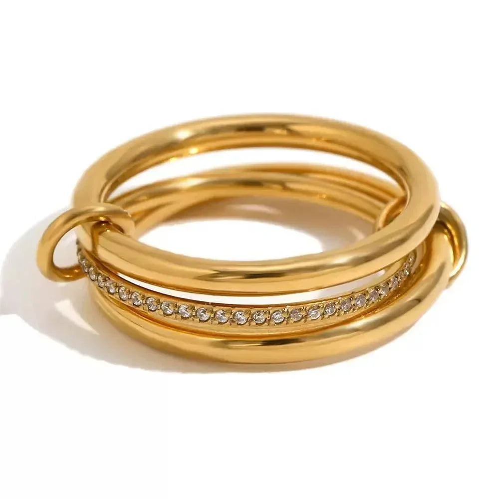 Stacking Rings Stainless Steel 3-layer Mixed Color Women's Ring New Waterproof Jewelry Party Birthday Gift