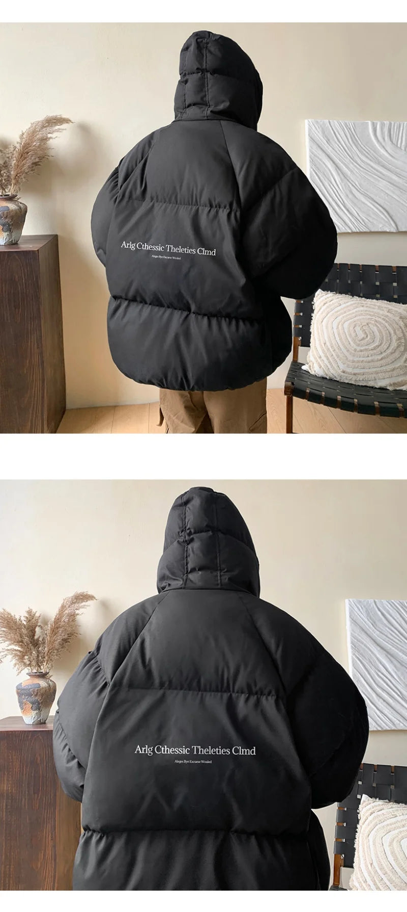 Winter Bread Jacket Winter for Men Fashion Warm Male Parkas Big Size Letter Print Men's Cotton Coat Oversize Men Clothing 2024