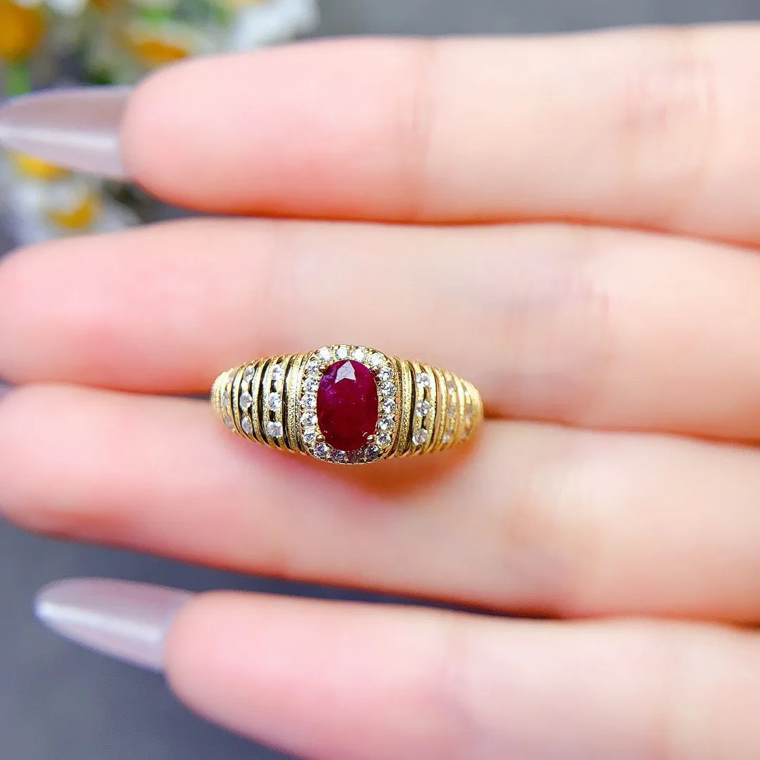 Women S925 Sterling Silver Ring Features A Gorgeous Natural Ruby A Designer Fashion Jewelry Piece Ideal for Elegant Gifting