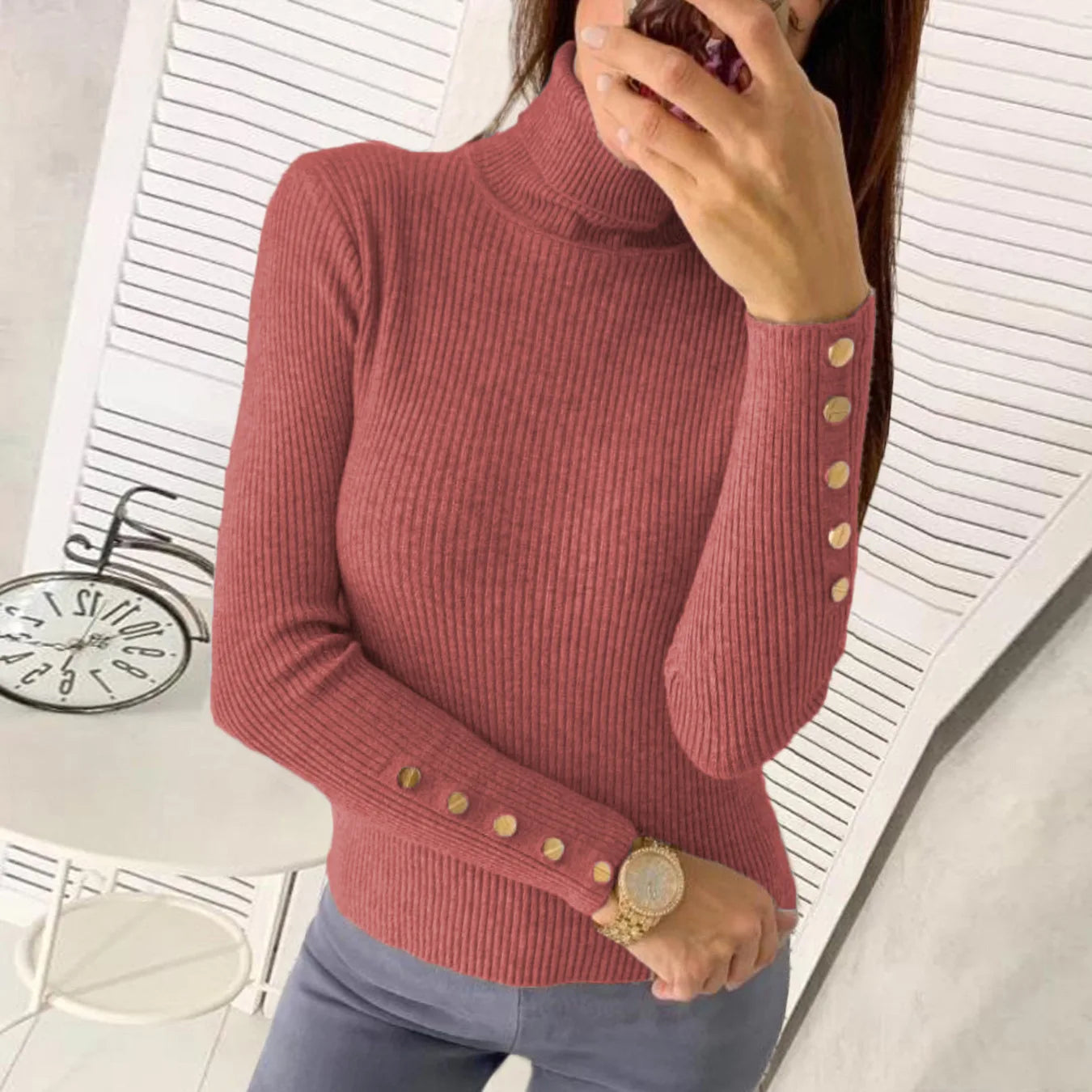 Elegant Sweaters Woman Sueter Negro Sueter Feminino Women's Autumn High Neck Pullover Knitted Sweater New  Tops Mujeres Juvenil