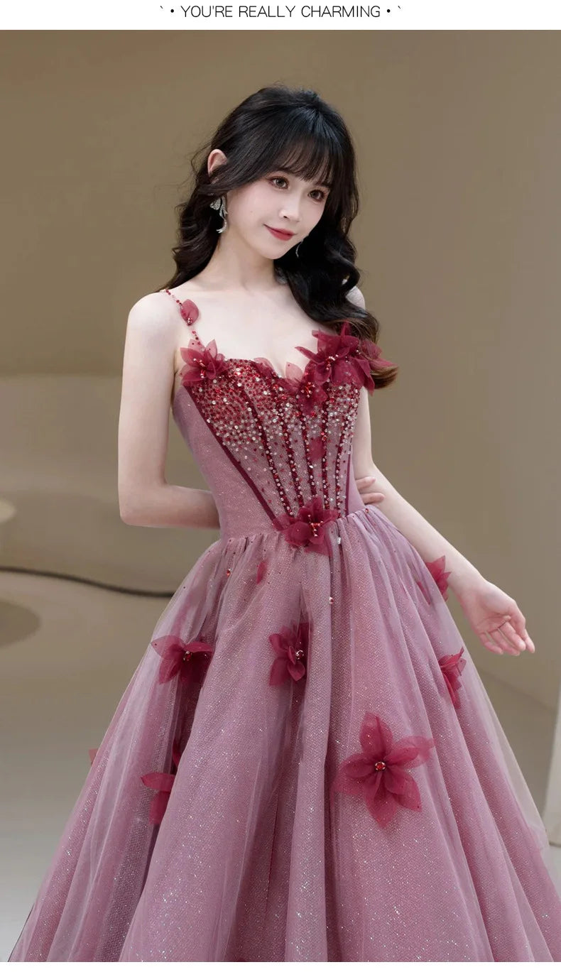 Bridal Toast Dress for Women 2025 Spring/Summer New Style Fairy Style Strap Heavy Industry Fashion Show Banquet Evening Dress