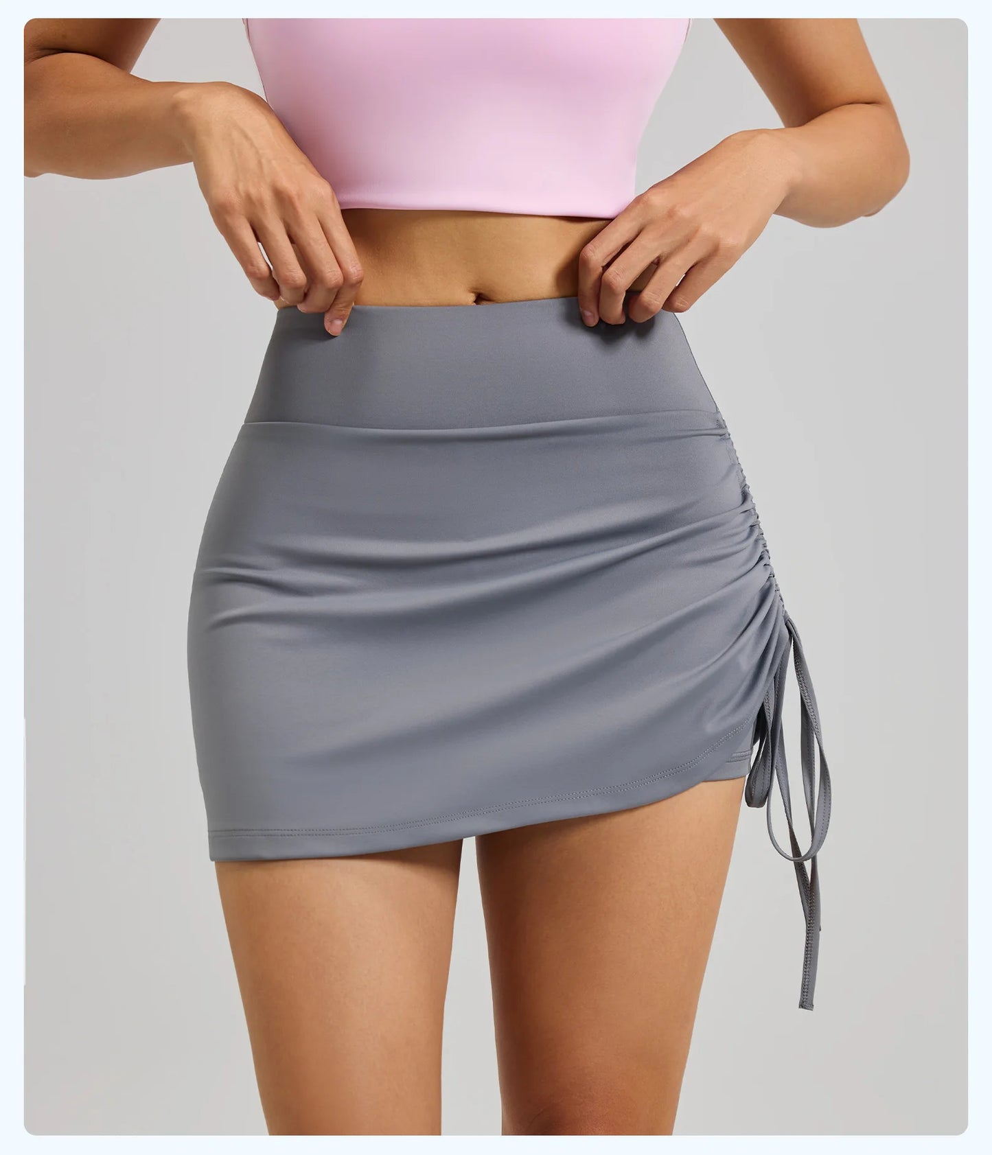 Shirring Sports Skirts with Safety Trousers for Women High Elastic Fashion Casual Fitness Skirts Fake Two Pieces Yoga Skirts