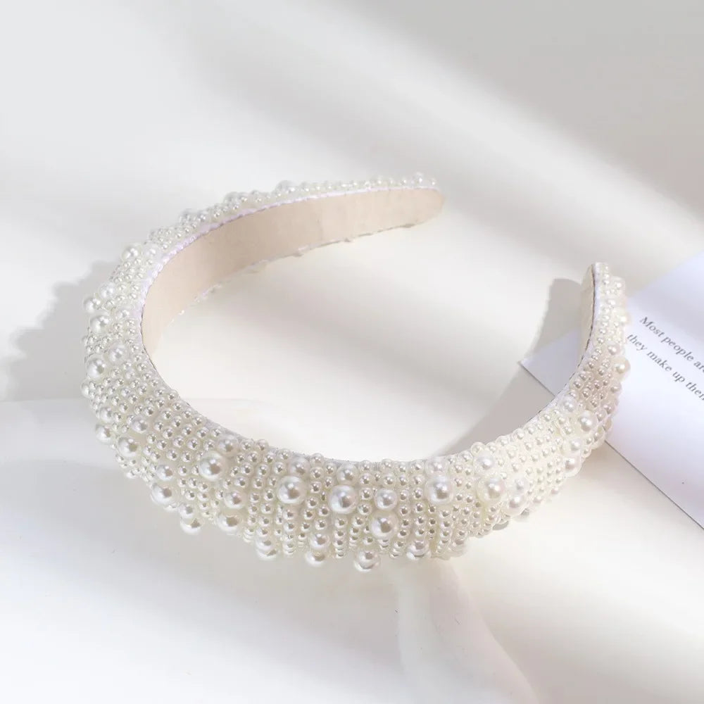 Handmade Bridal Pearl Headband BRIDE Alphabet Beads Elegant Masquerade Headdress Wedding Party Hair Accessories Photography Prop