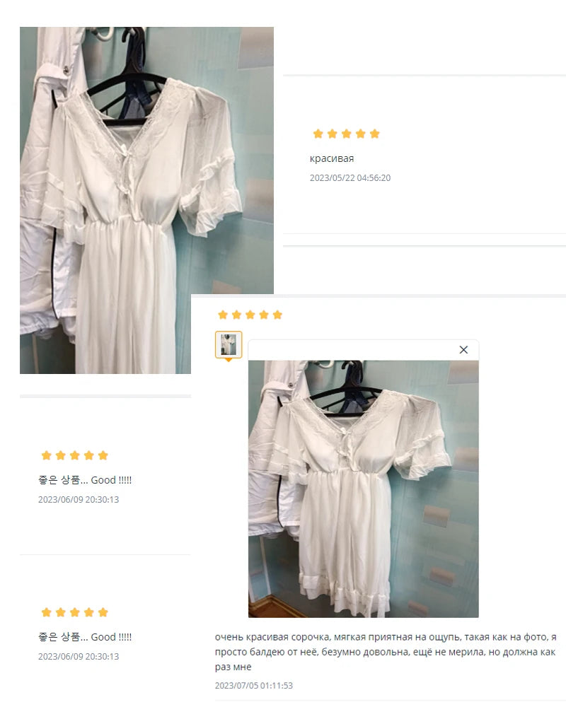 Sleepwear Women Nightwear Women's Sweet New Summer Long-sleeved Sexy Lace Home Clothes Night Gown Sleep Dress