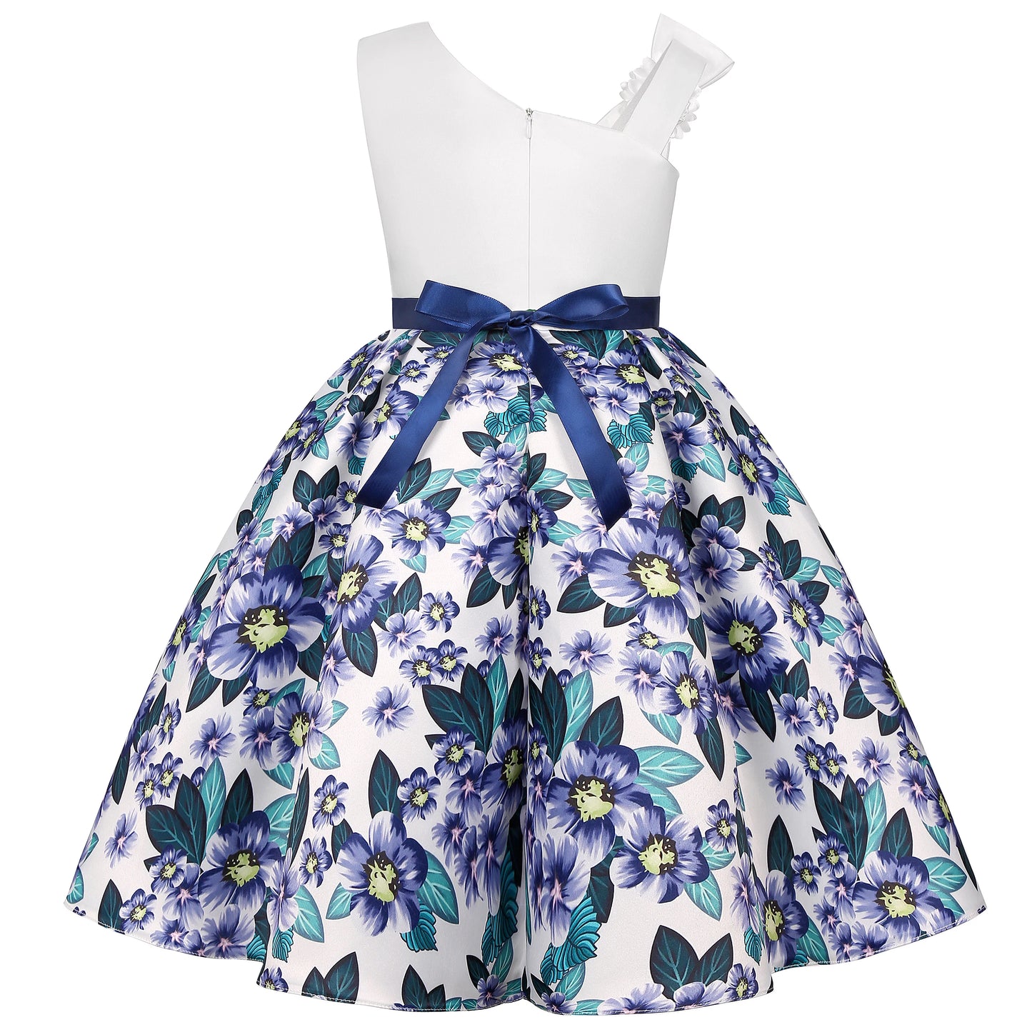 Fashionable floral off-the-shoulder dress, flower girl outfit, graduation dance dress, elegant evening gown, beauty pageant gown
