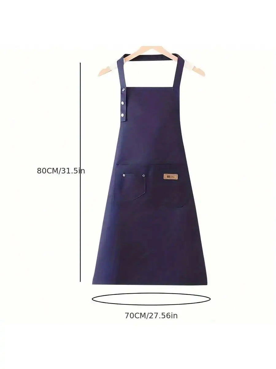 1Pc Kitchen Waterproof Oil-Proof Apron for Home Use, Aprons with Pockets, Polycotton Stain-Resistant Kitchen Aprons, Cooking Aprons