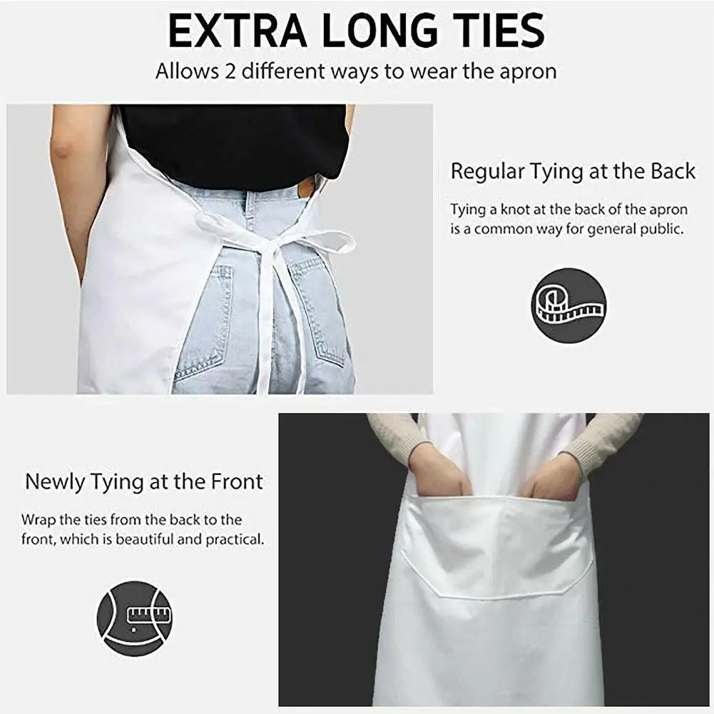 1PCS Kitchen Chef Apron For Cooking Baking Cleaning Cotton Blend With Waterproof Layer Lager Coverage Adjustable Neck Strap Tool