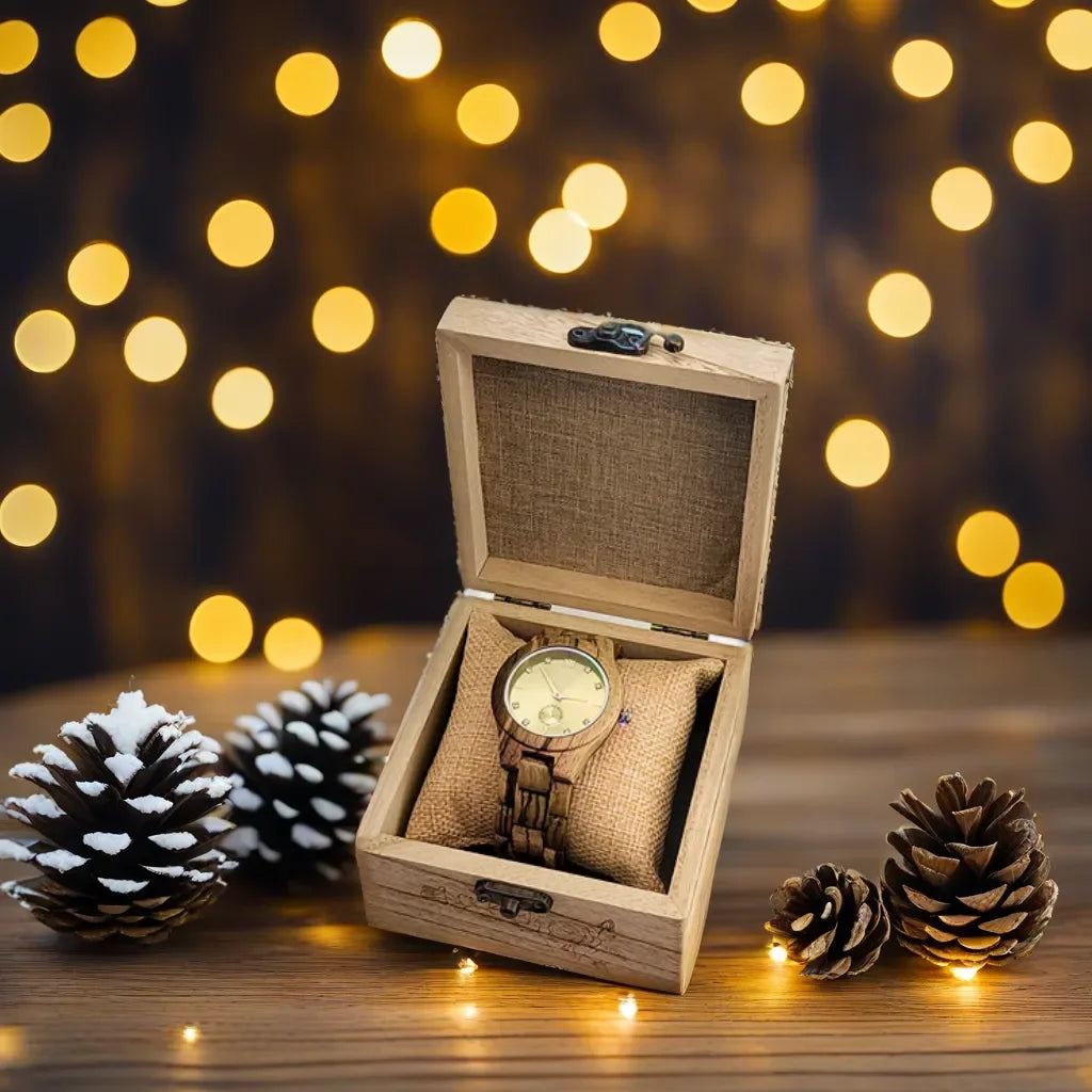 Wood Wrist Watch For Women Simulated Diamond Dial Wooden Clock Wife Girlfriend Fashion Anniversary Personalized Giftsfor Ladies