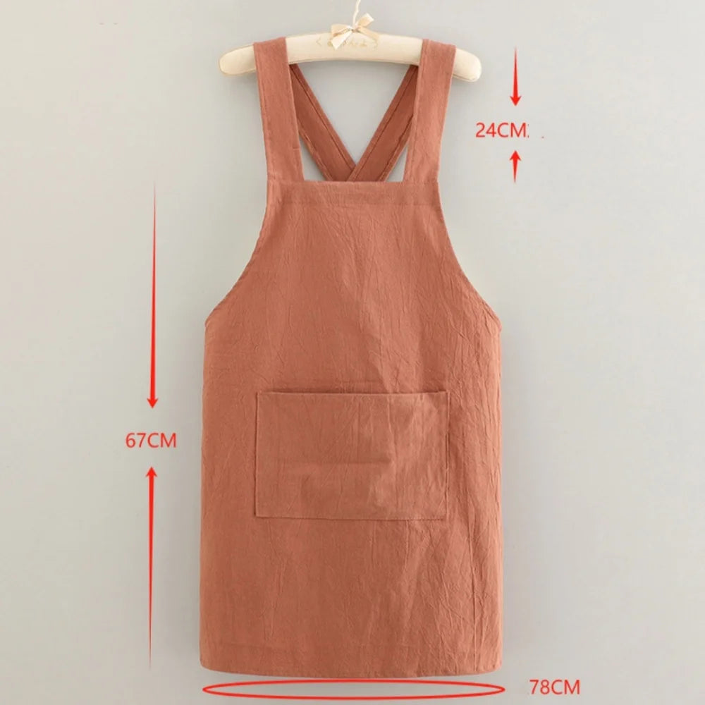 Kitchen Apron Loose Comfortable Cotton Cloth Apron Kitchen Cleaning Apron Breathable Waist Work Clothes For Painting Barber