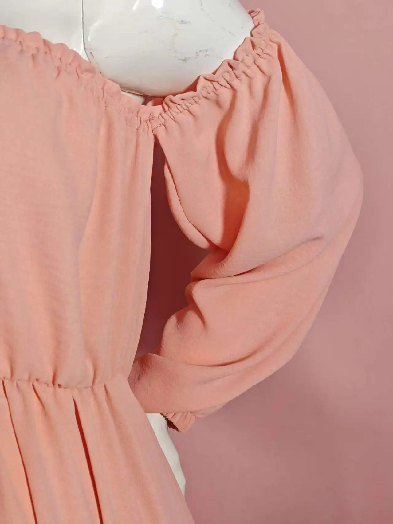 Maternity Photoshoot Dress - Sexy Off-Shoulder Gown Playful Puff Sleeves & Leg-Baring Slit Clothes for Pregnant Women Photograph