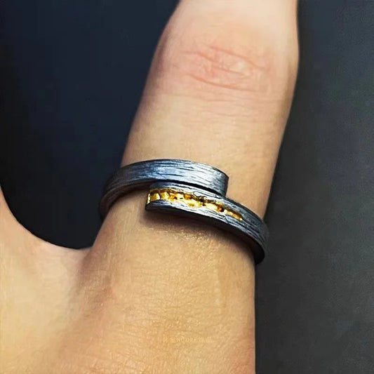 Personality Thumb Ring Male Jewelry Opening Gold Black Collision Men s925 Ring Silver Hand Decoration