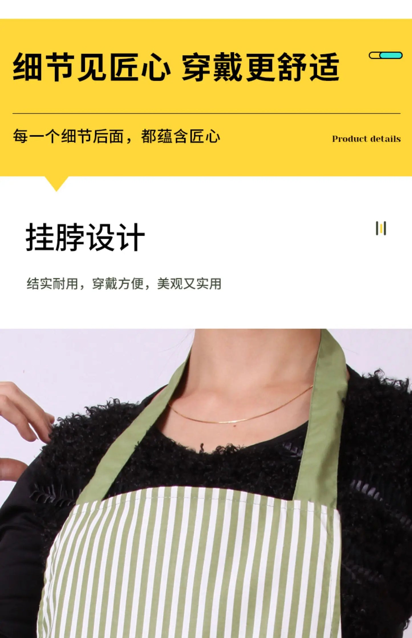 Fashionable Striped Apron For Home Kitchen Cooking Long Sleeved Women's Cute Anti Stain Work Dining Work Clothes Smock