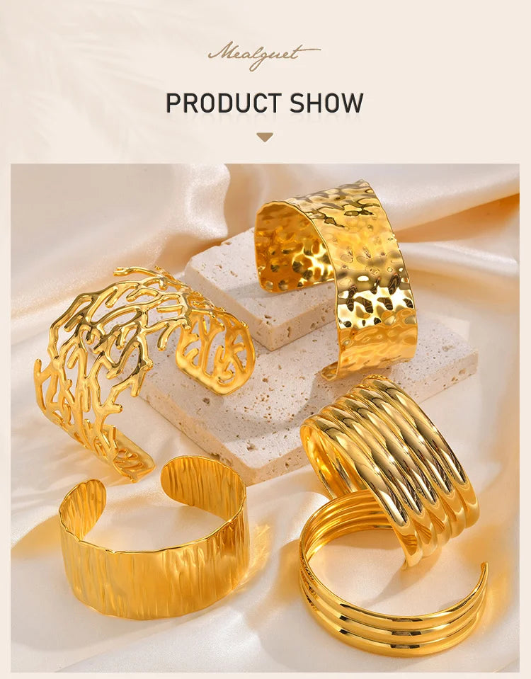 Simple Bangle for Women, Luxury Geometric Adjustable Stainless Steel Bangles, Stainless Steel 18K Plated Vintage Jewelry Gift