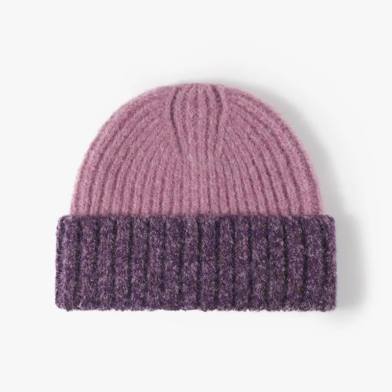 women hats autumn winter beanies knitting bicolor cute winter hats for women