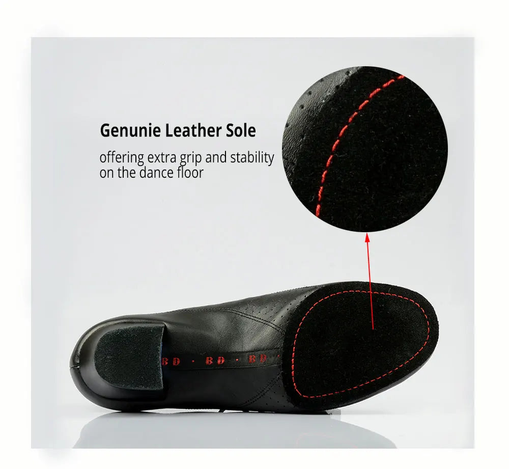 BD Dance Men Latin Dance Shoes 424 Split Outsole Soft Leather Professional Dancesport Shoe Elastic Heel Ballroom Dancing Shoes