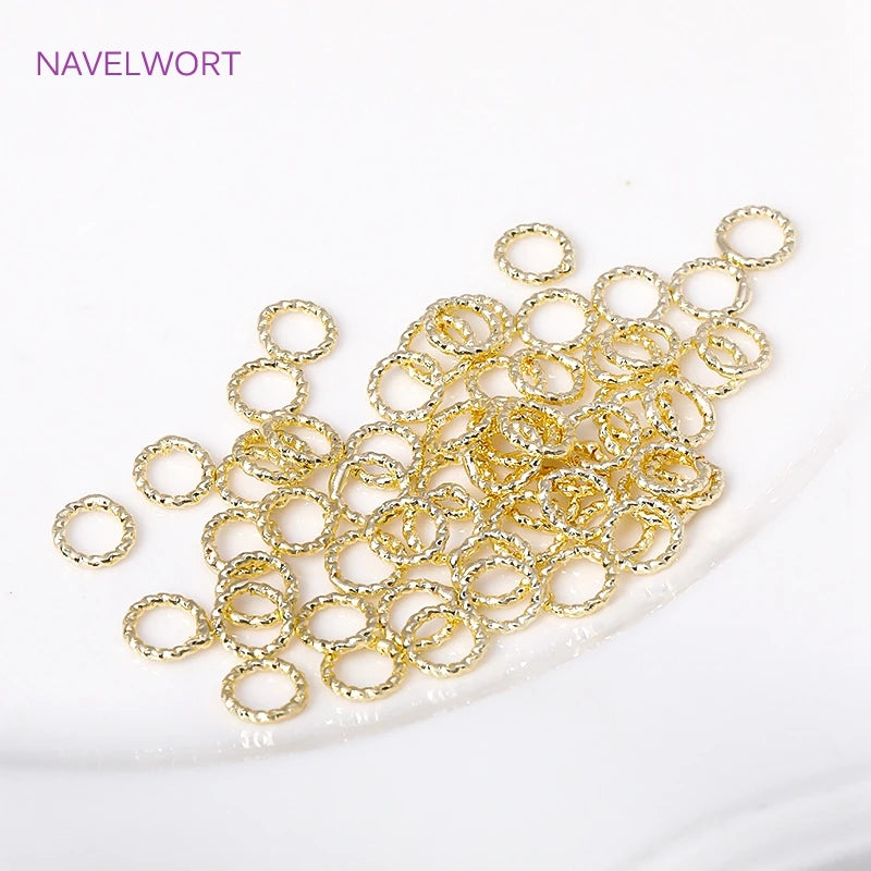 Wholesale 18K Gold Plated Brass 6/8/10/12MM Round Twist Closed Ring Connectors Accessories For DIY Jewelry Making Supplies