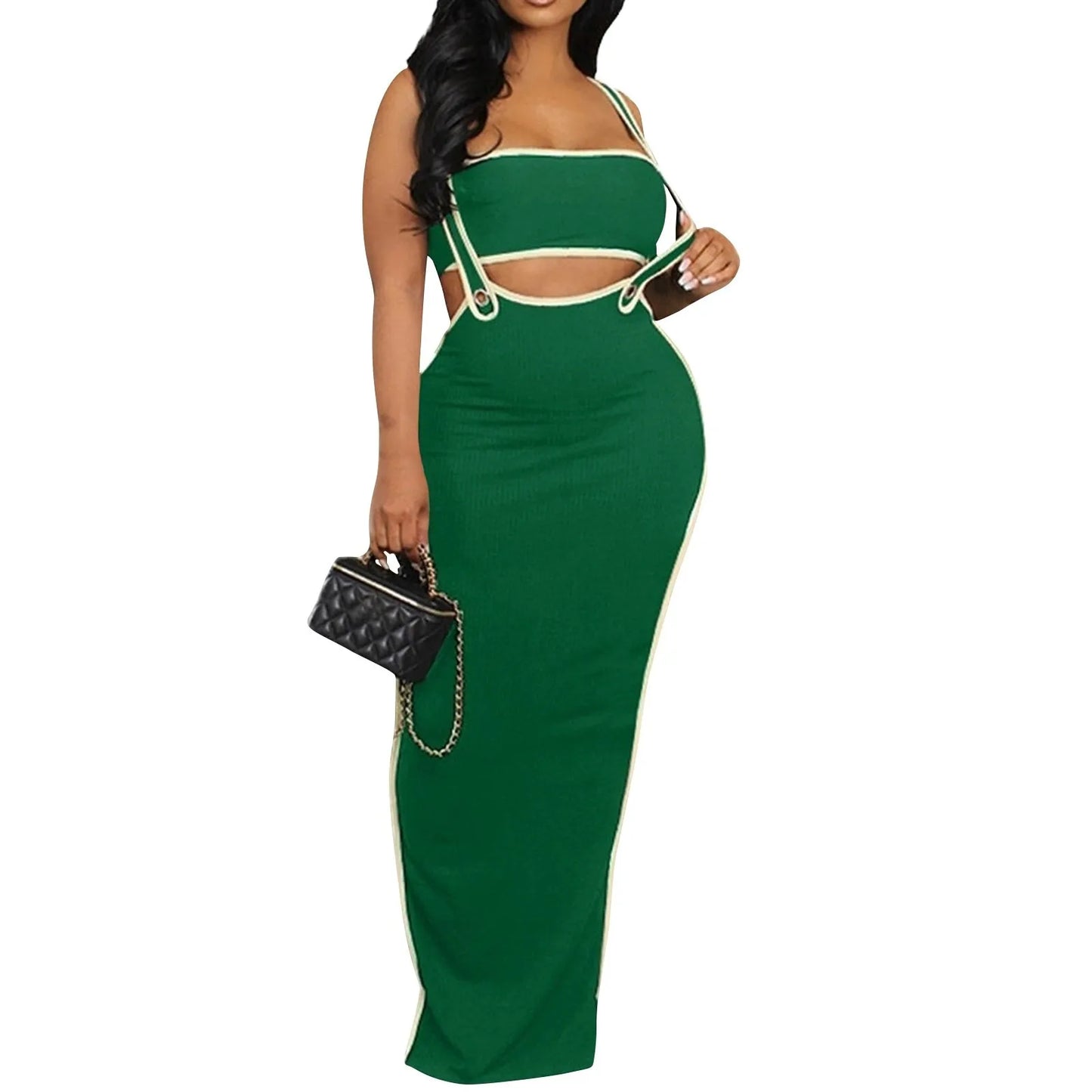 dresses for women One-piece dress design Personality and fashion Sexy Bodycon Tube Crop And Slit Maxi Suspender Skirt vestidos