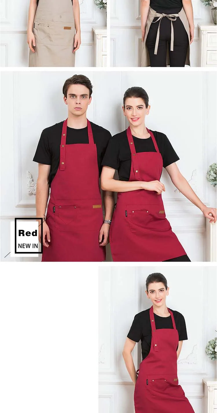 New Fashion Kitchen Aprons for Woman Men Chef Work Apron for Grill Restaurant Bar Shop Cafes Beauty Nails Studios Uniform