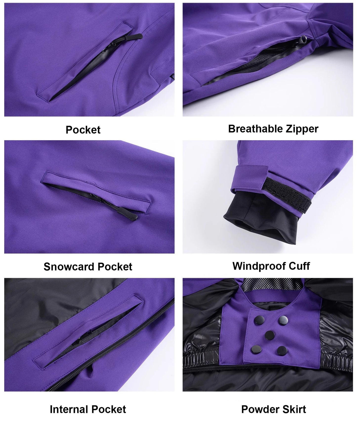Winter Ski Jacket for Women Men 3L Snowboard Clothing Waterproof Windproof Warm Breathable Outdoor Snow Wear Ski Coat Hooded