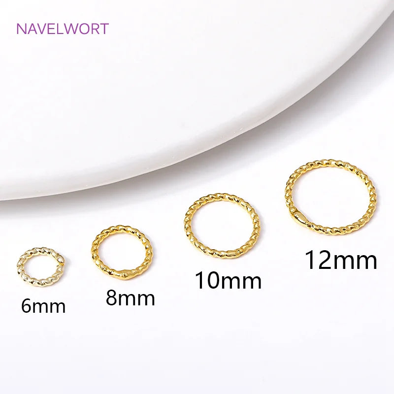 Wholesale 18K Gold Plated Brass 6/8/10/12MM Round Twist Closed Ring Connectors Accessories For DIY Jewelry Making Supplies