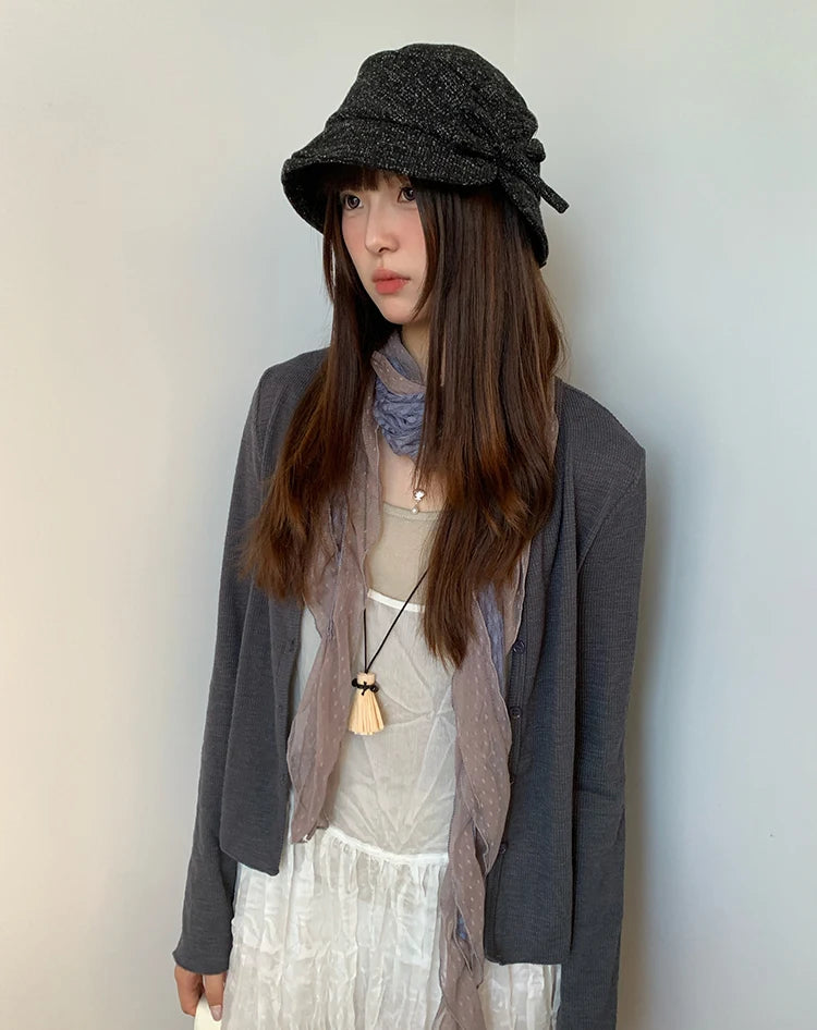 Fashionable Bow-Tie Bucket Hat For Women Which Makes Your Face Look Smaller New Retro Versatile Hat For Autumn And Winter
