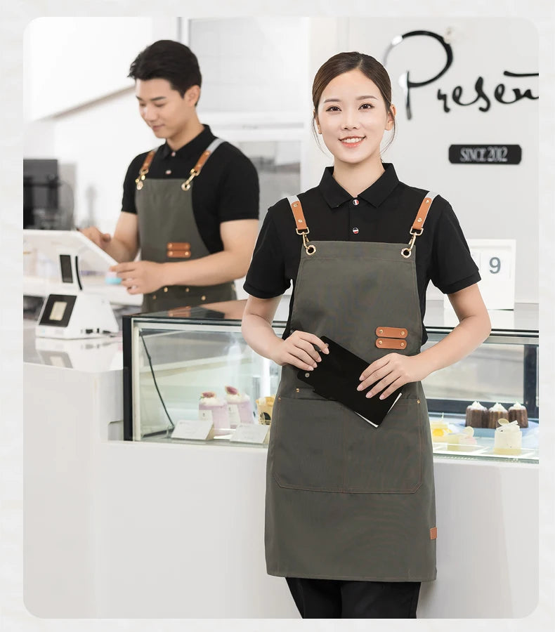 Apron For Kitchen Women Waiter Uniforms Cook's Clothes Man Food Service Philippines For Chef Fartuch Kuchenny Delantal Camarero