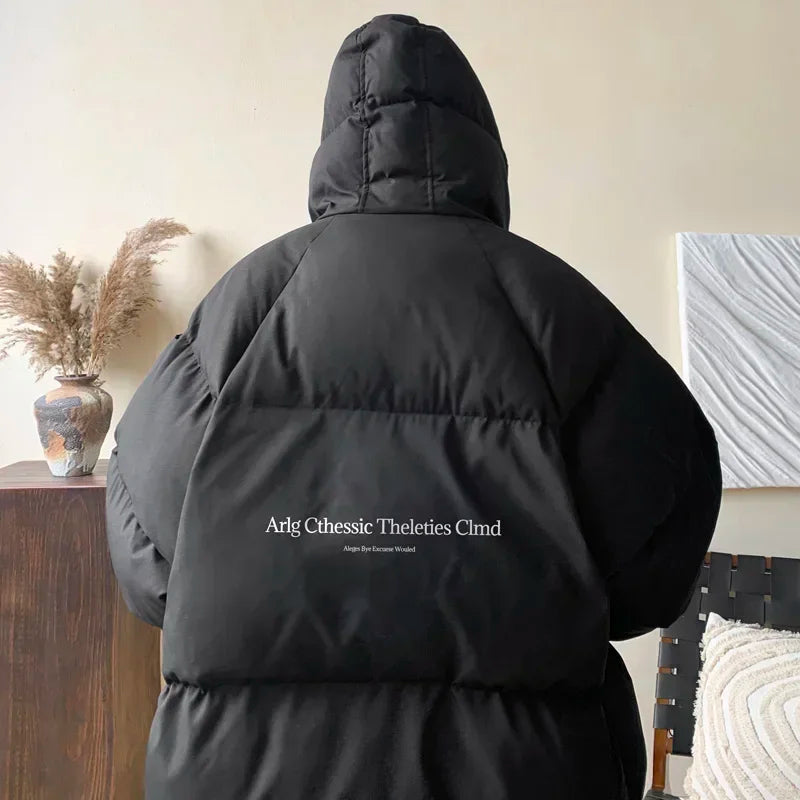 Winter Bread Jacket Winter for Men Fashion Warm Male Parkas Big Size Letter Print Men's Cotton Coat Oversize Men Clothing 2024