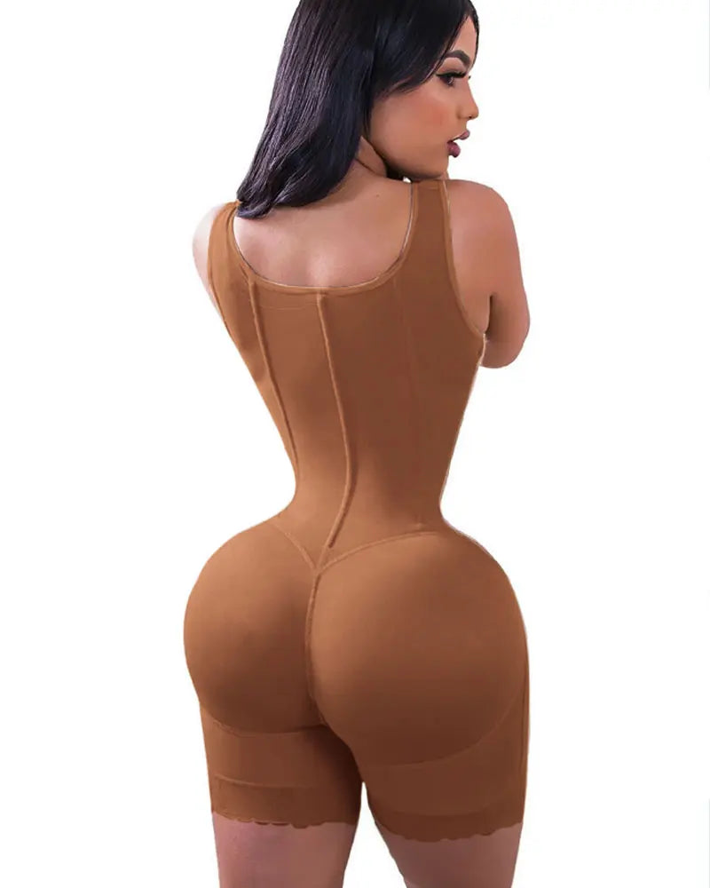 Women's  A Comfy Shaping Jumpsuit Flatten Abdomen Waist and Hips Zip Front Closure Shapewear Firm Tummy Compression Butt Lifter