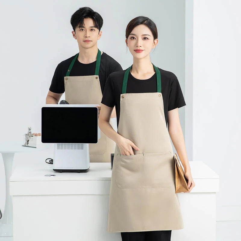 Kitchen Apron Custom Logo Polyester Plain Mandiles for Man Women Restaurant Bar Waiters Chefs Cleaning Bibs Nail Salon Aprons