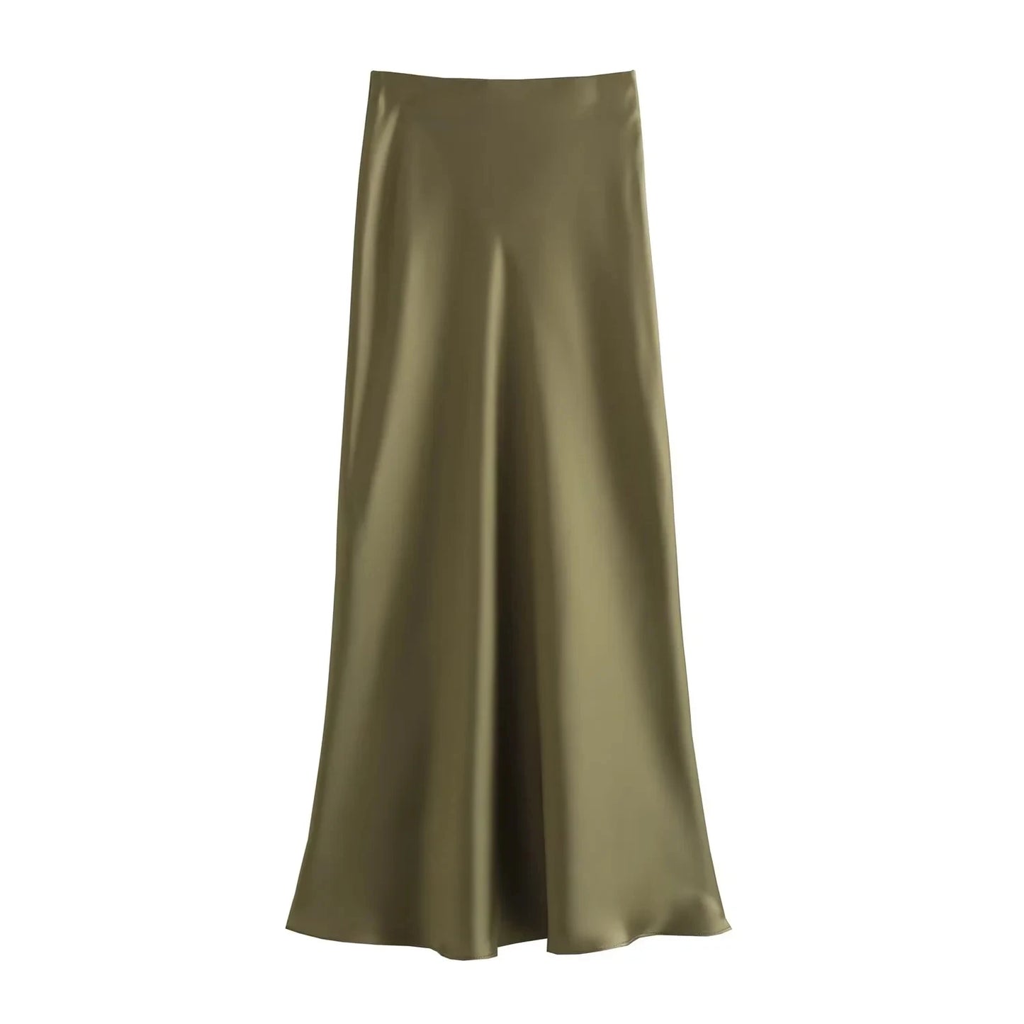 HH Skirts For Women 2024 Summer Solid Satin Sheath Long Skirt Female Show Curve Beach Outfits For Woman Mermaid Skirts