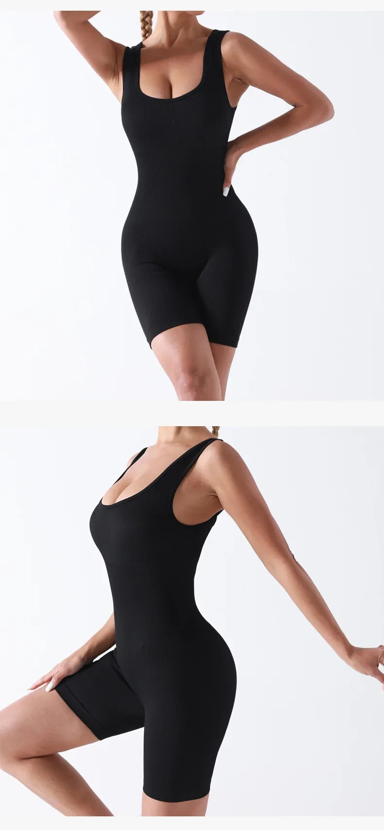 Women Seamless Bodysuit Sexy Thread Shorts Suit High Elastic Hip Liftting Knitting Fashion Set Gym Trainning Yoga Slim Sport Set