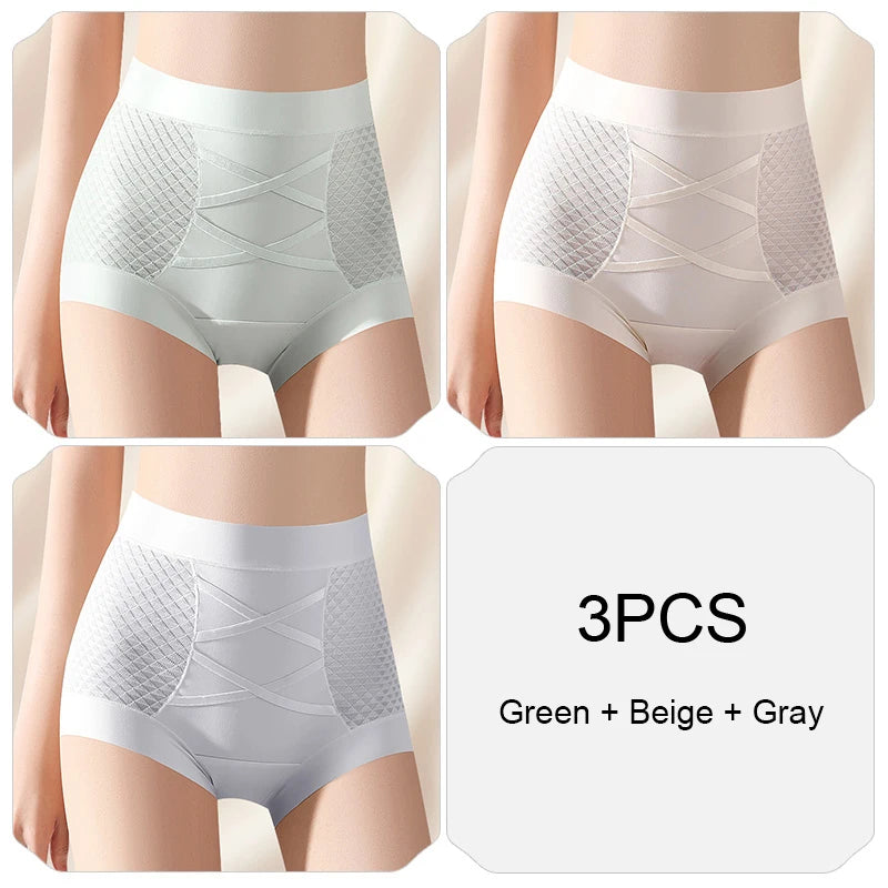 Fashion Belly Reducing Panties for Woman Women Micro Underwear Woman Ice Silk Women's Lingerie High Waist Panties Set Pack Sexy