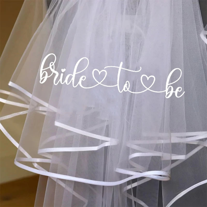 Custom Your Name Bride to Be white short Veil Bachelorette Hen Party bridal shower beach rustic Wedding decoration Future Gift