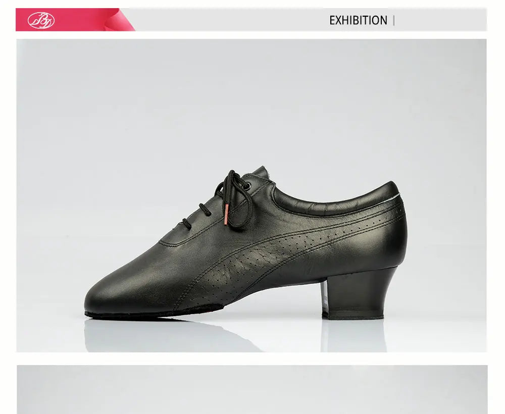 BD Dance Men Latin Dance Shoes 424 Split Outsole Soft Leather Professional Dancesport Shoe Elastic Heel Ballroom Dancing Shoes
