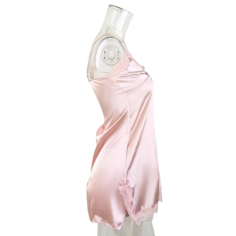 Women Sexy Lace V-neck Sleepwear Suspenders Nightdresses Female Sleeveless Nightwear Sleep Nightdress For Ladies