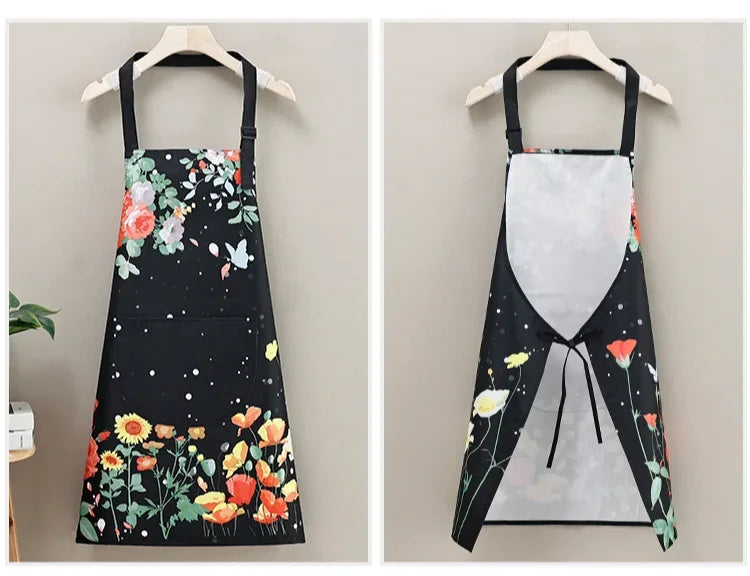 Kitchen Apron Household Waterproof and Oil-proof Kitchen Apron Cooking Baking Work Clothes Drawing Aprons Art Smock for Women