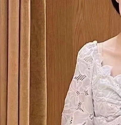 Women's lace two-piece suit short long-sleeved slim-fit top or skirt