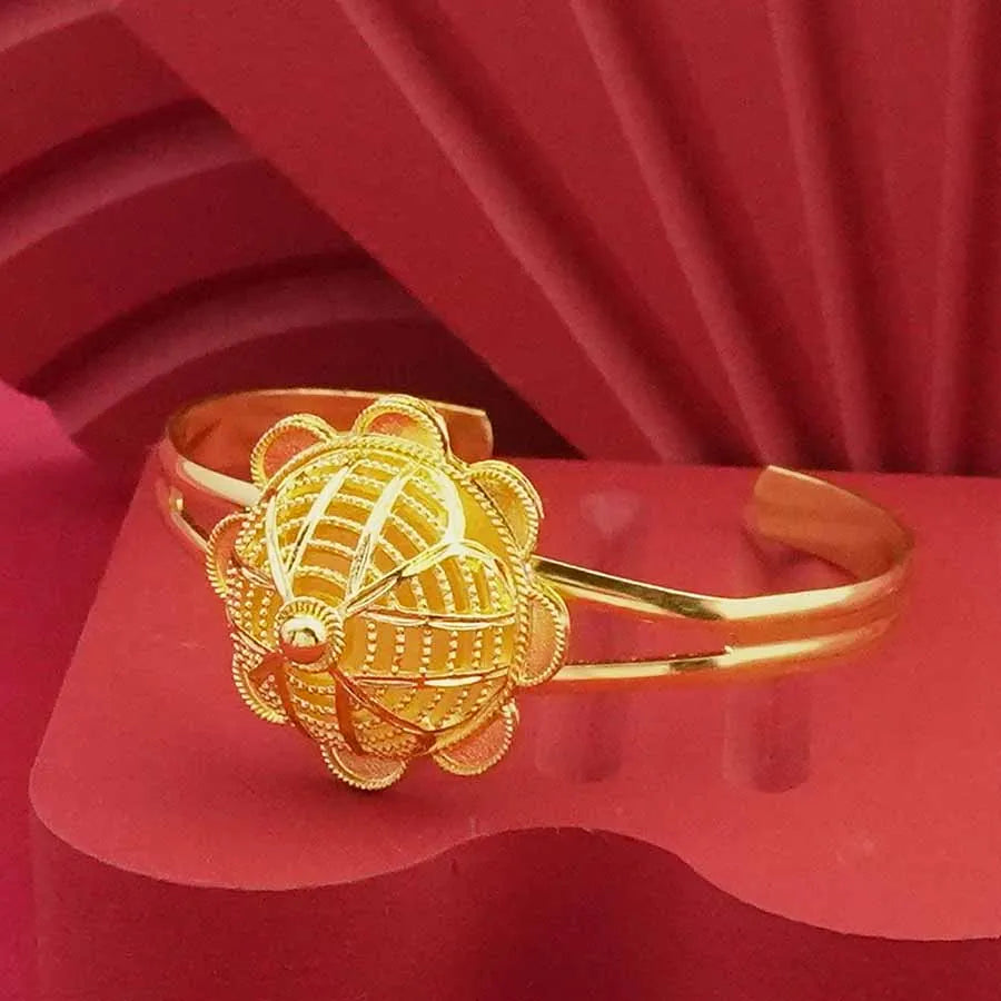 Classic 24K gold-plated jewelry necklace, bracelet, ring, earring flower design women's Habesha wedding gift Ethiopia set